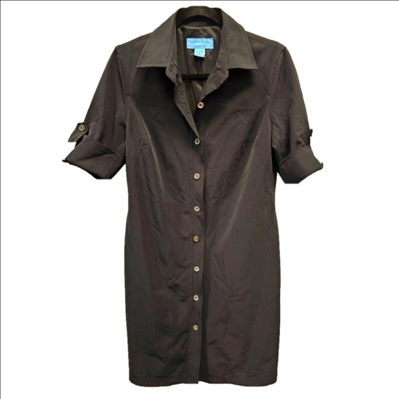 Doncaster Black Button-Up Dress - Picture 2 of 9